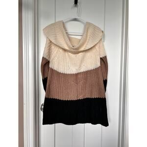 Derek Heart Women's Colorblock Knit Cowl Neck Sweater Cozy‎ Multicolor Size 1X